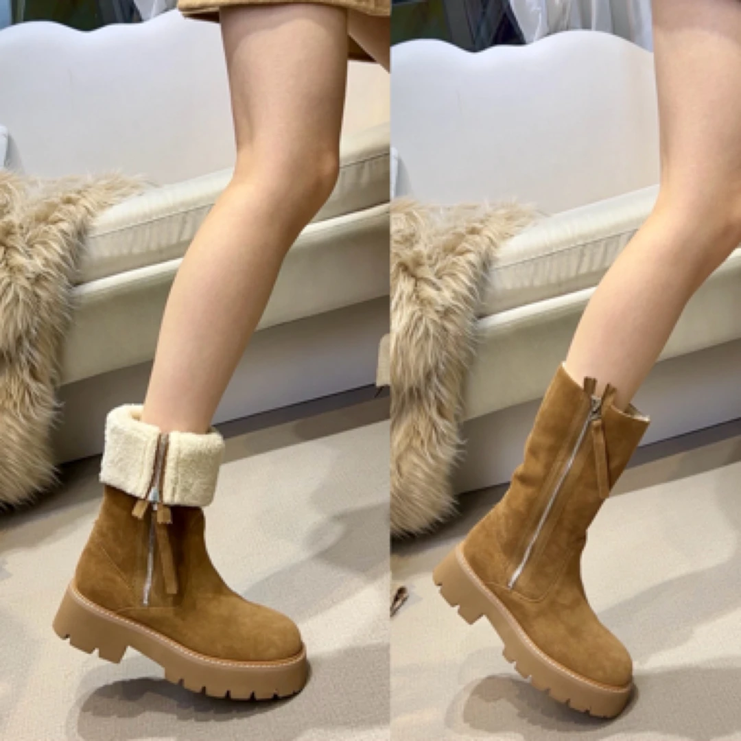 广州戴戴～时尚新款秋冬雪地靴厚底可翻折加厚绒保暖女靴1888-69A