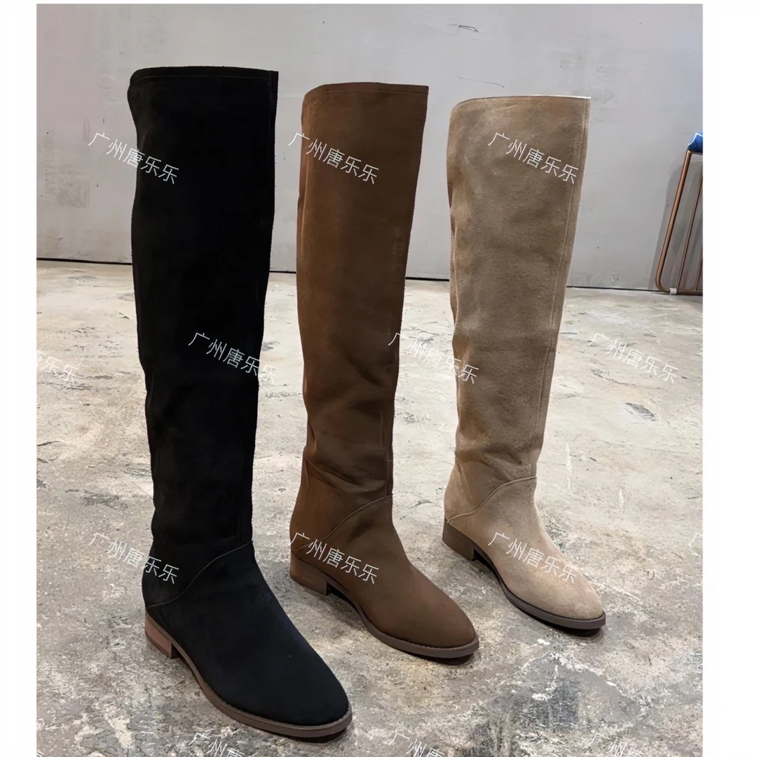 【微堆慵懒随性过膝靴~跟高5.5cm】真皮秋冬新款尘头时装靴239079-1