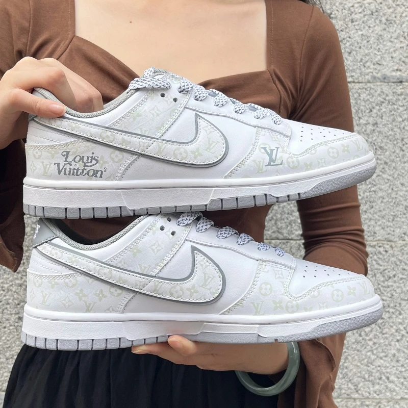 Nike/耐克 DUNK LOW 白灰走秀款 潮流休闲时尚百搭【球鞋定制】