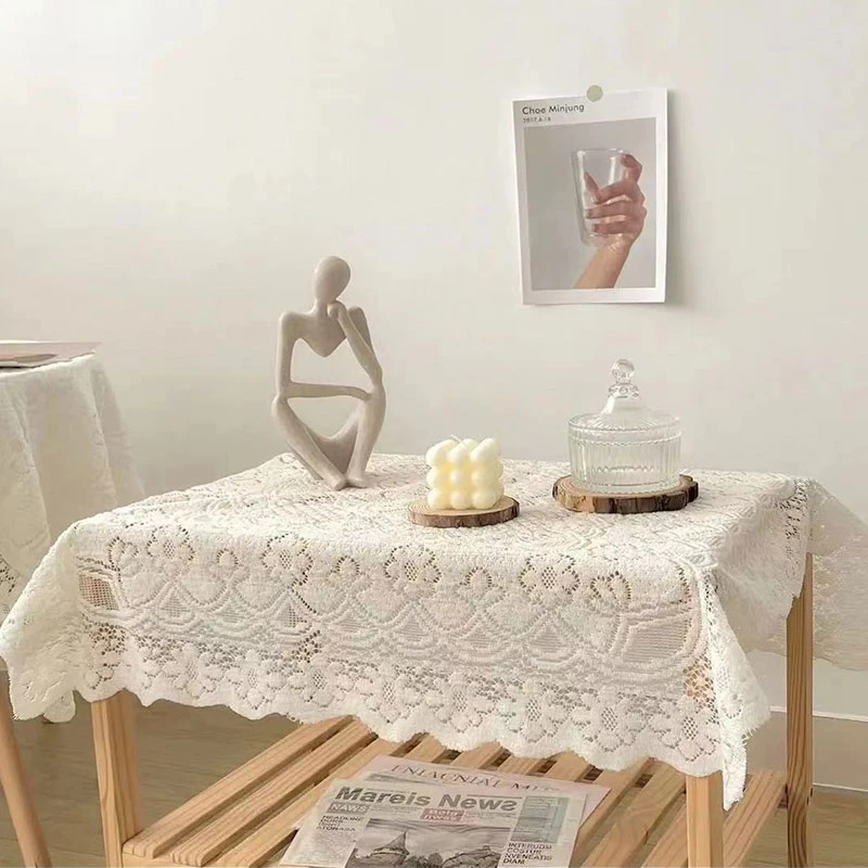 蕾丝桌布ins风长方形书桌布正方形台布防尘复古床头柜盖布茶几垫
