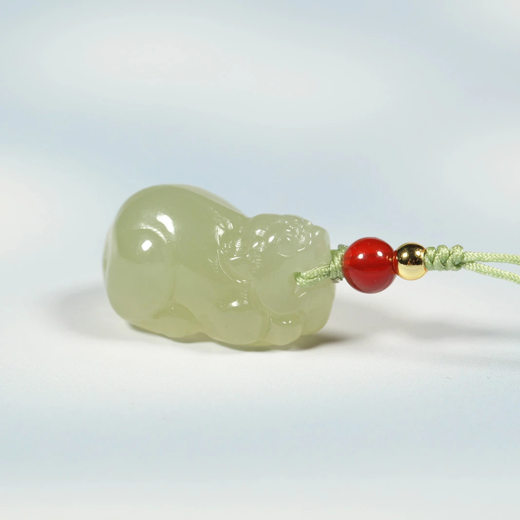 【若玉严选】和田玉貔貅晴水青海料挂件手机挂带绳颜色多样性精雕