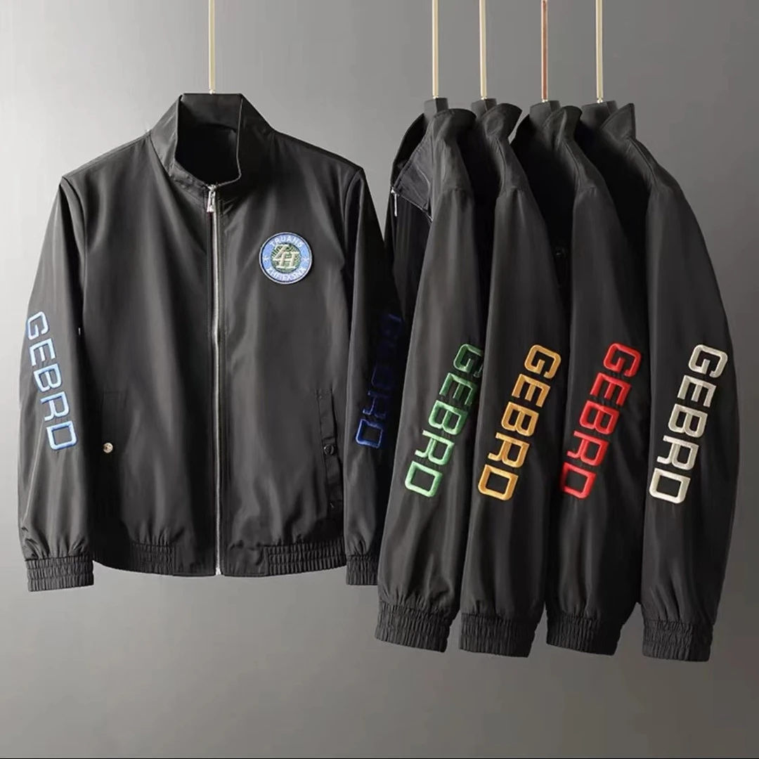 重工艺刺绣休闲夹克短款时尚潮流修身立领外套（J6807）