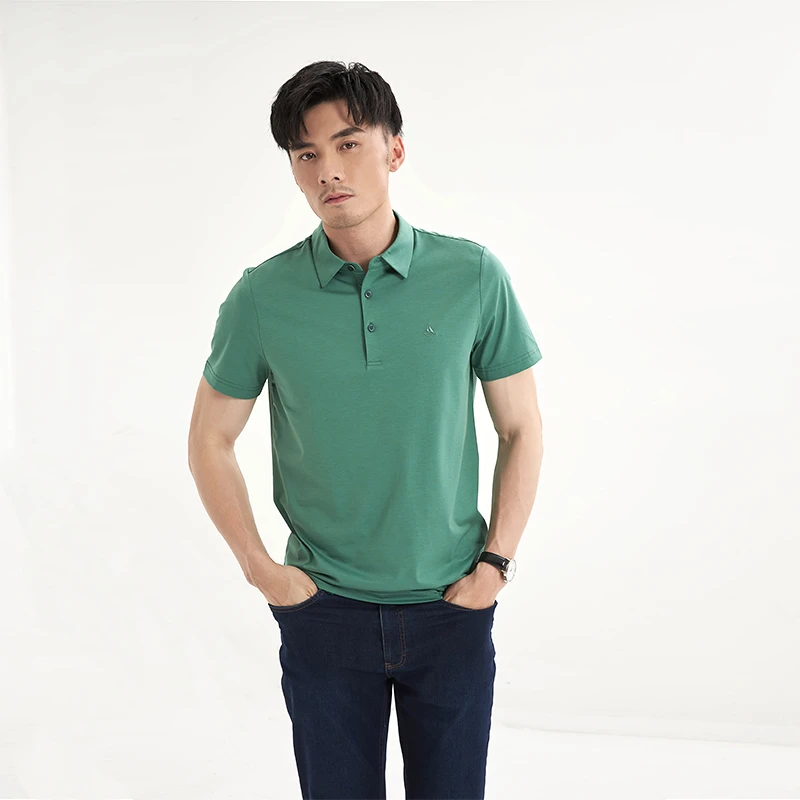 FORTEI/富鋌春夏款含桑蚕丝高端百搭男士透气短袖POLO衫12022102