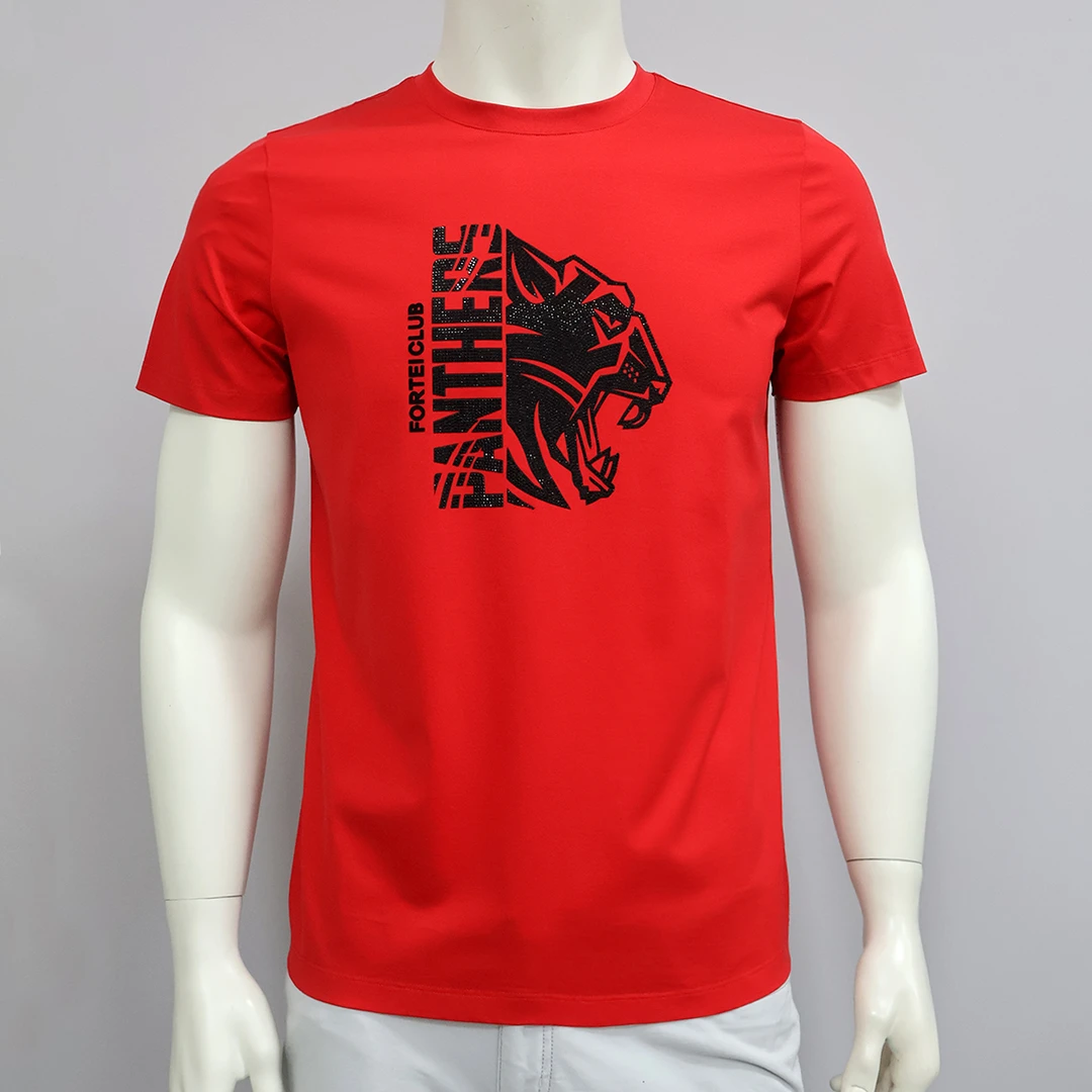 FORTEI/富鋌时尚夏季潮流烫钻男士圆领t恤12021003