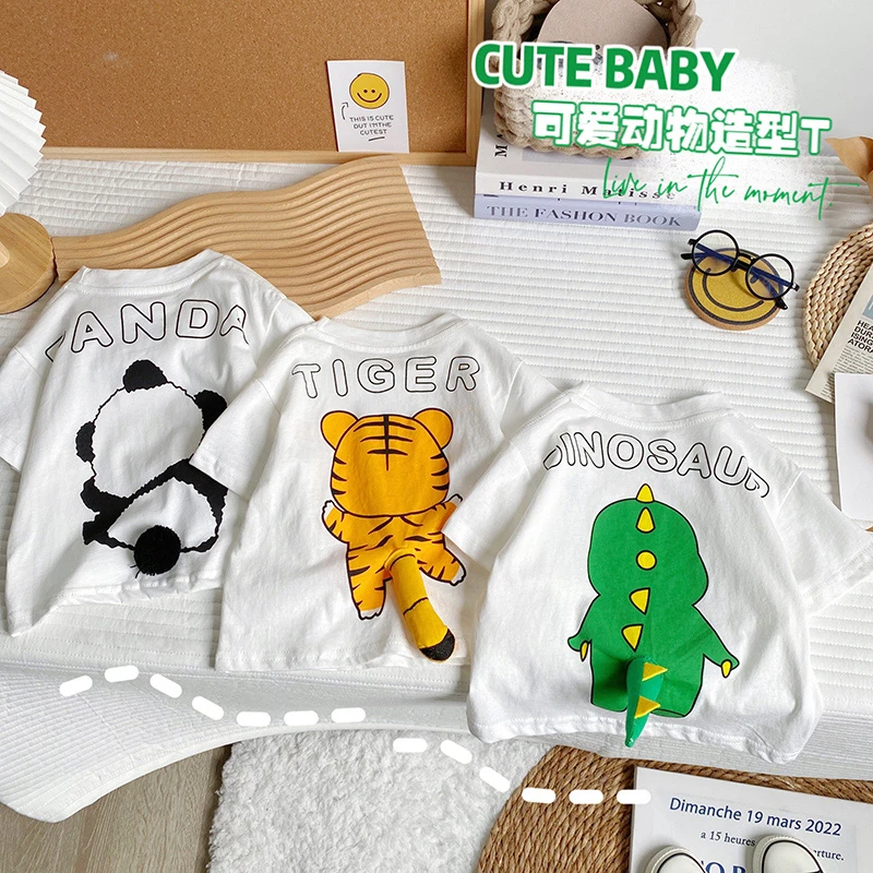100%纯棉短袖t恤女宝宝夏季男童薄款夏装卡通款小童上衣儿童夏款