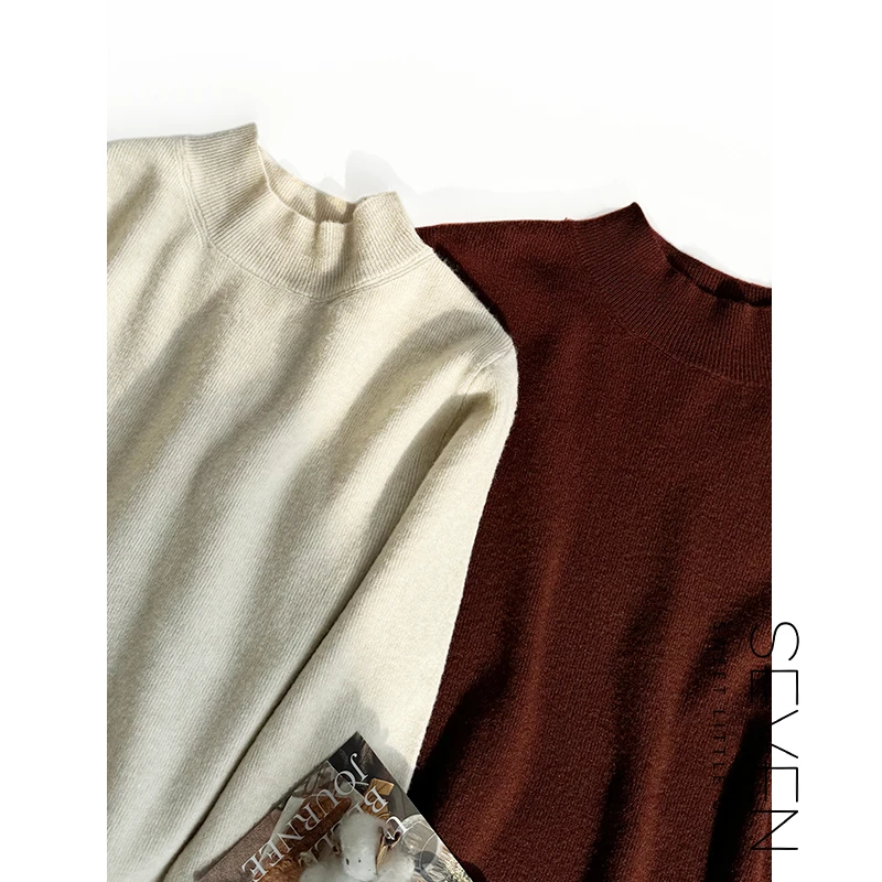 ③七七146小个子秋冬款半高领羊毛混纺毛衣女显瘦亲肤针织衫小美说