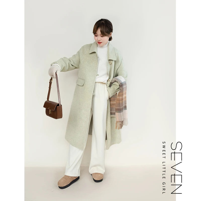 ③七七146小个子秋冬款高级感轻奢羊毛混纺天丝双面呢大衣女小美说