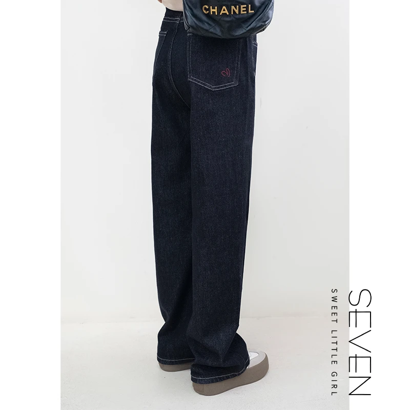 冬装上新③七七146小个子秋冬款防褪色窄版高腰直筒牛仔裤女小美说