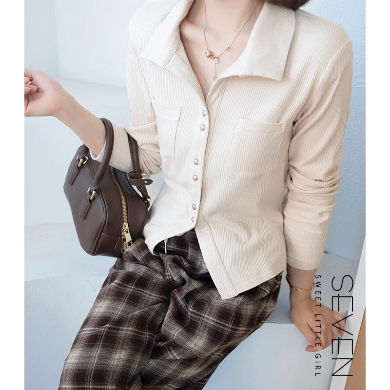 20亲肤软糯T七七146小个子秋季开叉长袖T恤女内搭针织衬衣小美说