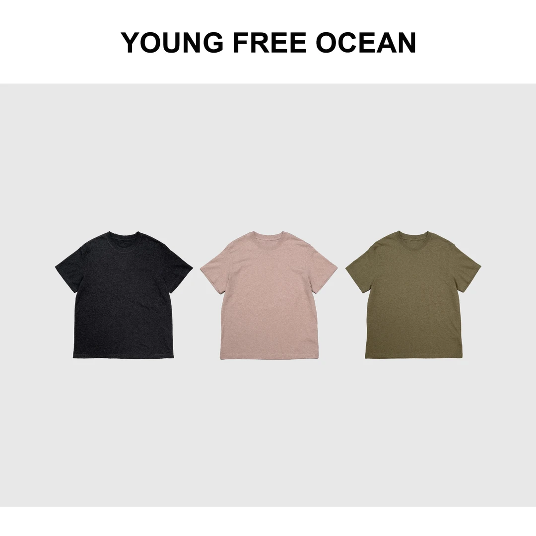 【YF】推荐 2023冬款 高克重洗水磨边素色百搭短袖T恤