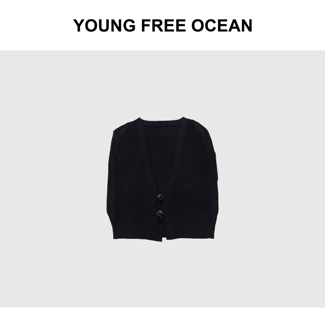 YOUNG FREE OCEAN2024春款 百搭两颗扣毛针织马褂背心