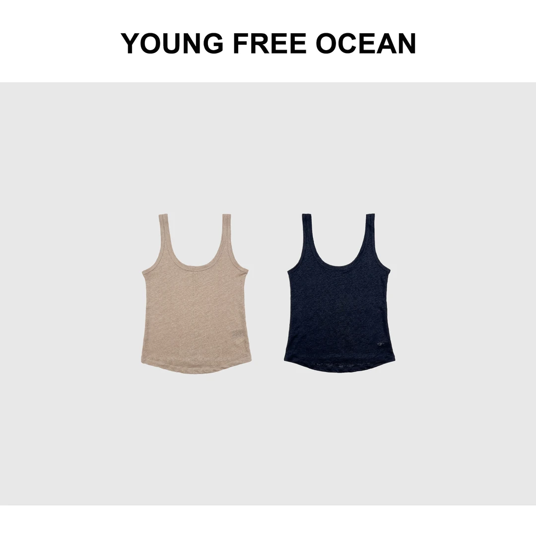 YOUNG FREE OCEAN2024春款 亚麻纯色百搭小背心