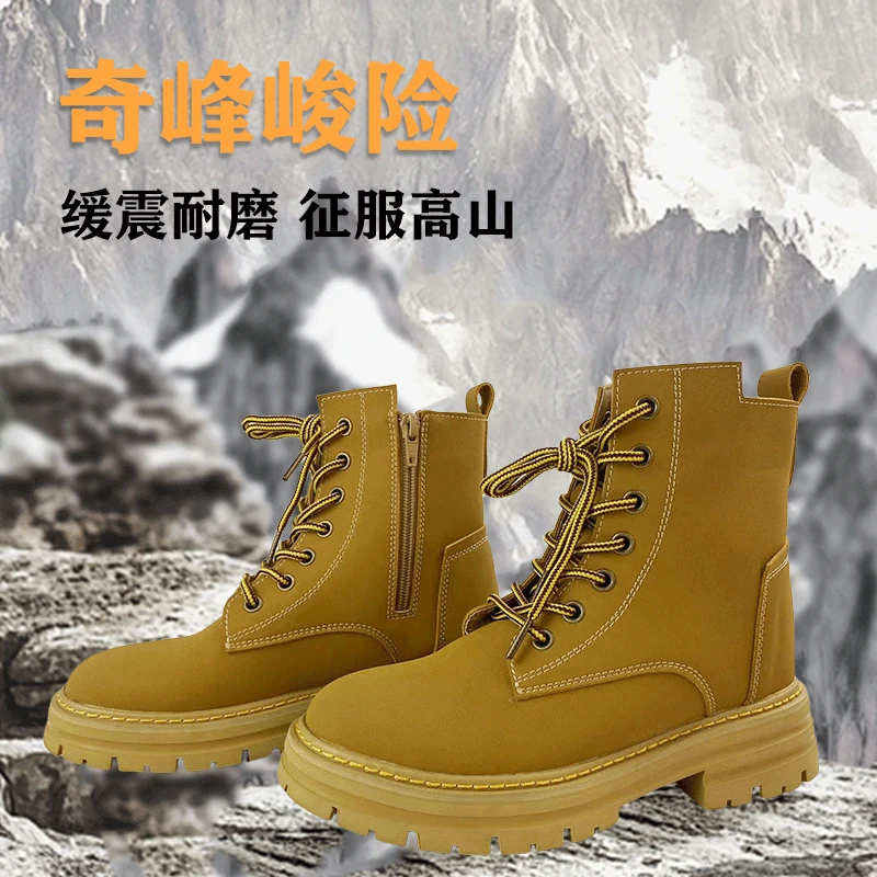 工装大黄靴女厚底情侣休闲骑行户外马丁靴男款2024新款爆款靴子