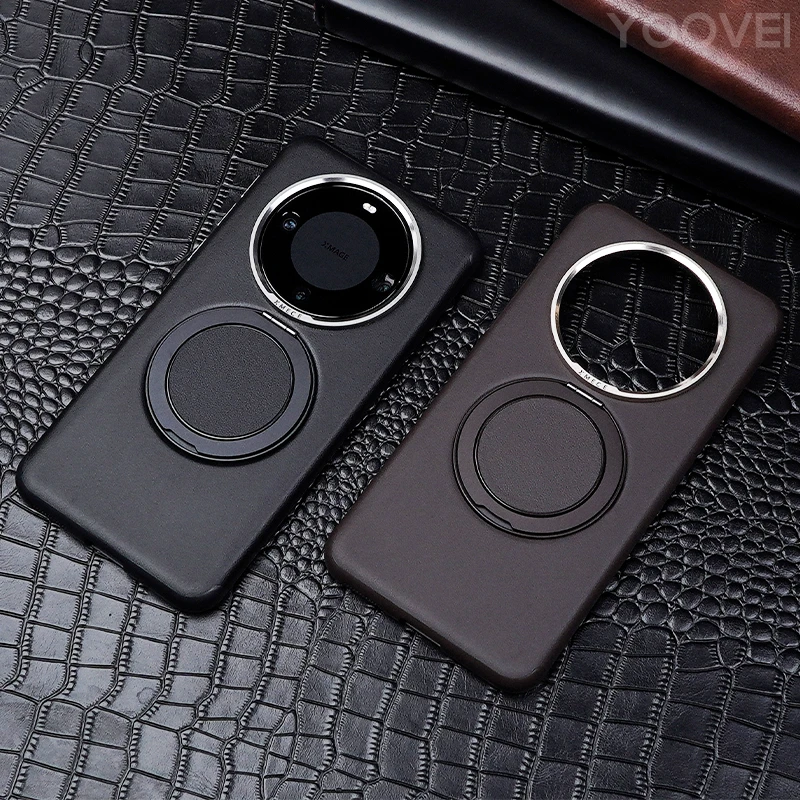 适用于华为Mate60Pro手机壳360旋转磁吸支架mate60超薄pro+素皮壳