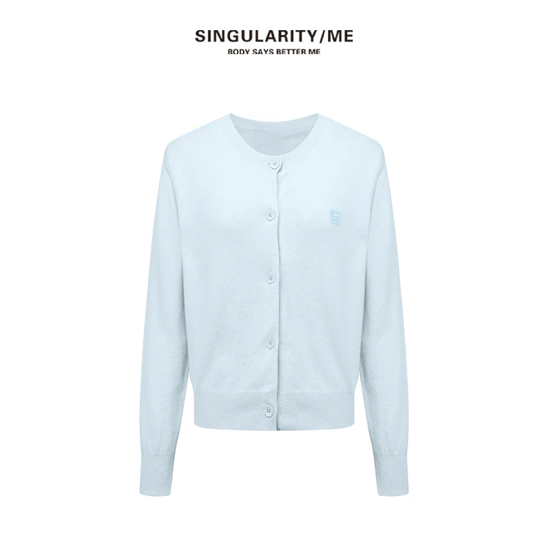 Singularity Me 1651【蓝色茉莉】柔蓝色针织开衫减龄显瘦毛衣