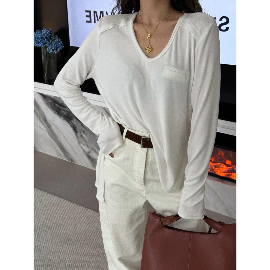 Singularity Me 2953 超柔水洗贴肤开叉打底上衣