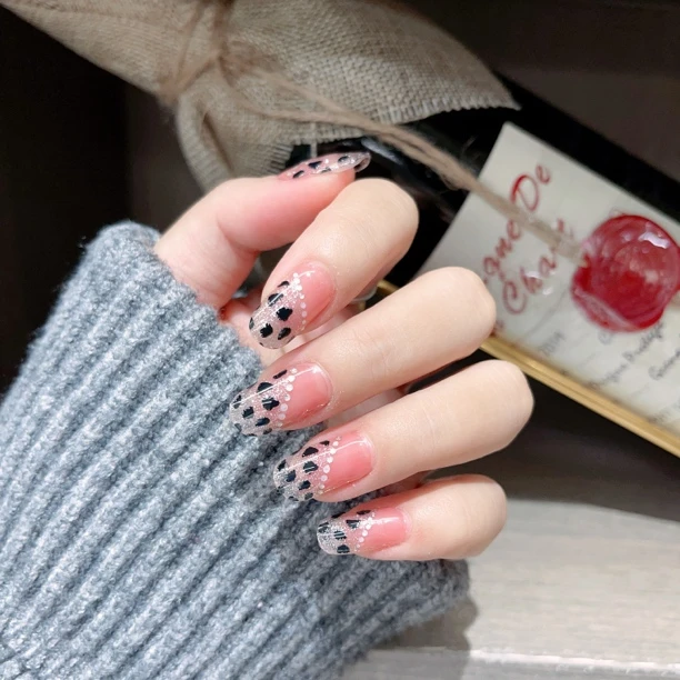 免烤灯】17号【小奶豹】22指法式豹纹气质防水美甲贴