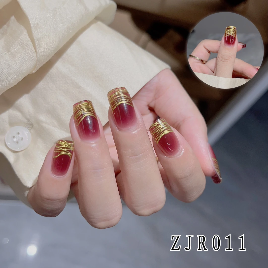 【烤灯变硬】011号~金丝红茶 半固化烤灯美甲贴