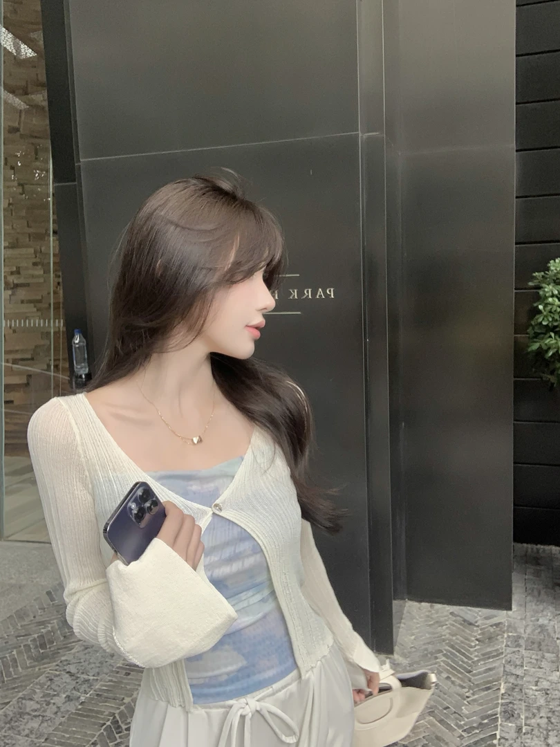 【远放来信】法式披肩外搭防晒开衫气质罩衫修身显瘦长袖外套81069