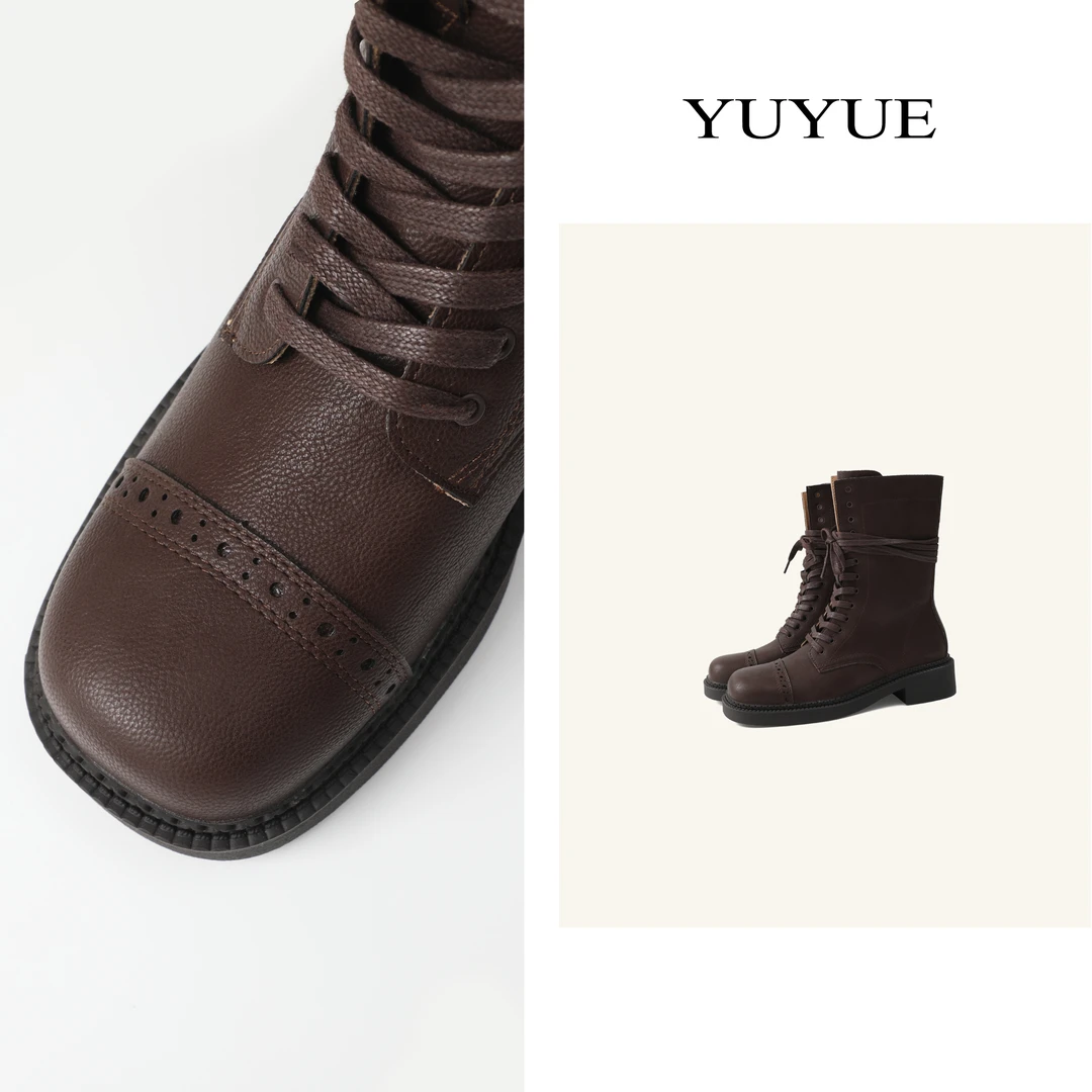 美式做旧百搭马丁靴系带骑士靴80698