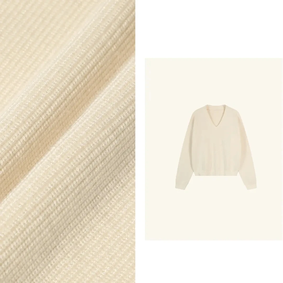 【愉悦】秋季新款黑色V领上衣女百搭宽松长袖针织衫2034