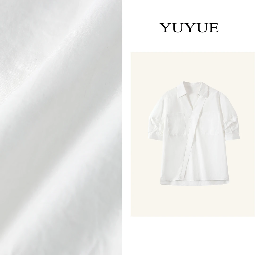 【浮云月下】气质设计感V领衬衫夏季宽松显瘦轻奢高级上衣81113