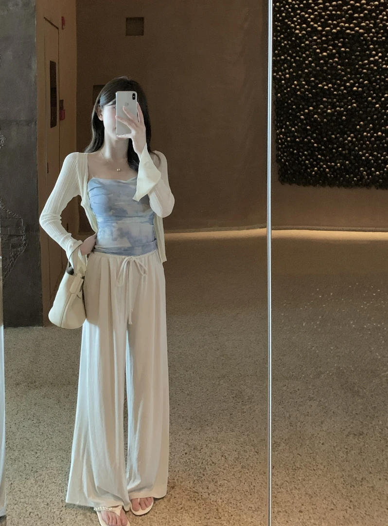 【心动符号】时尚慵懒风休闲裤宽松显瘦直筒阔腿裤垂感长裤81081