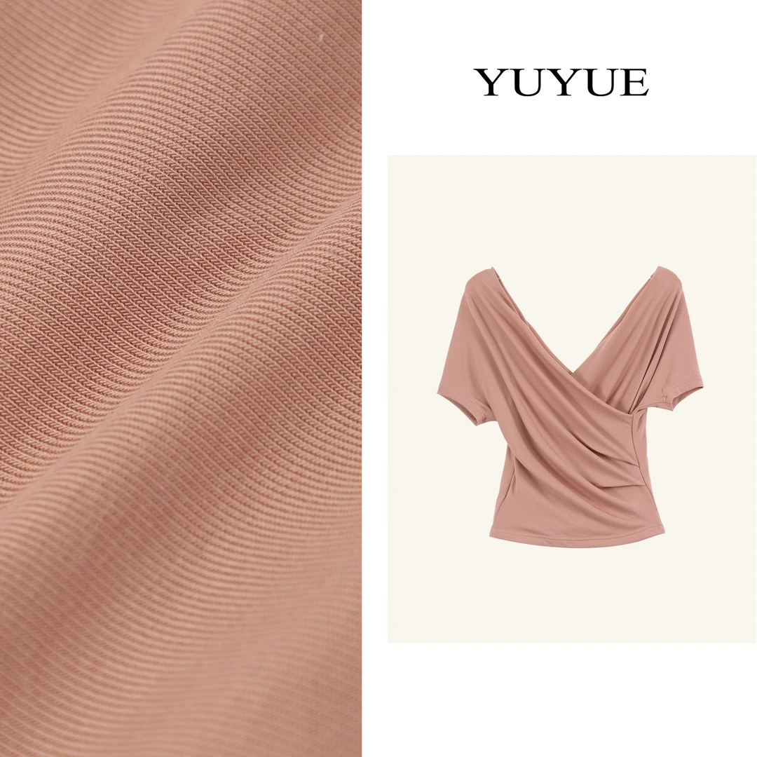 【半岛情书】气质交叉V领修身短袖T恤女夏季短袖内搭打底上衣80959