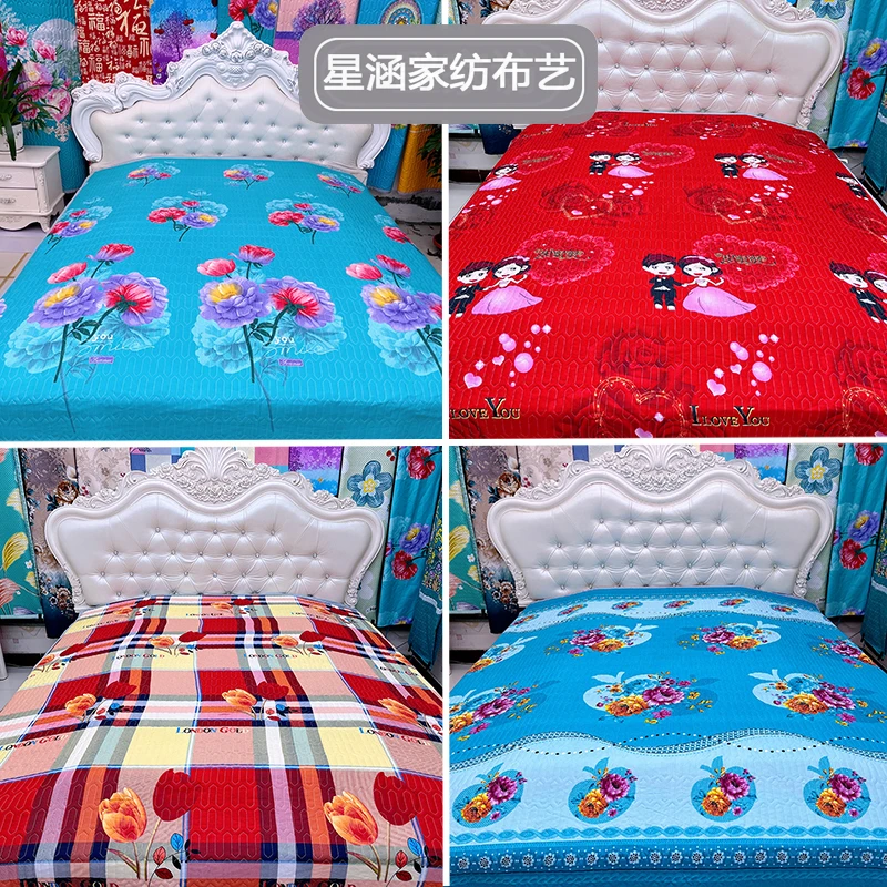 多色花型床单四季床盖2.2米2.3米绗绣AB双面加厚夹棉两用可铺可盖