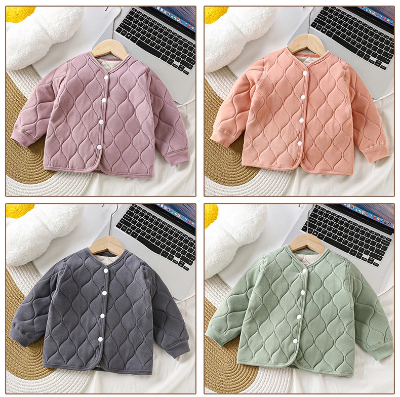 儿童保暖校服学生内胆秋冬新款男童三层夹棉女童加厚外套棉衣童装