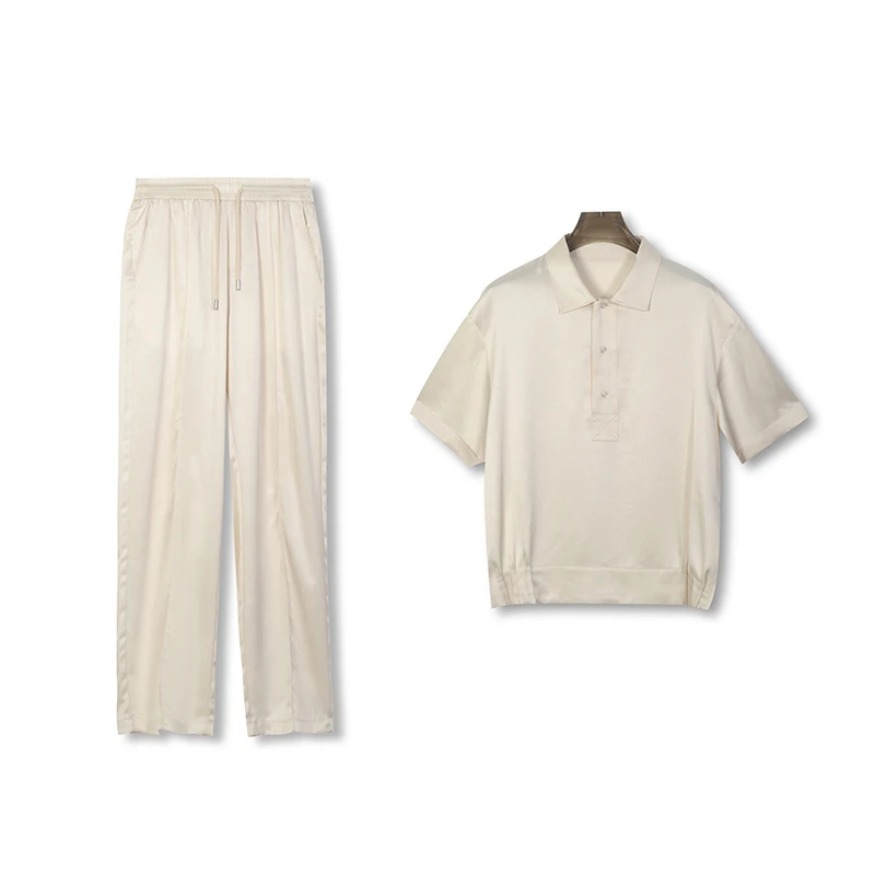 BUFNROEEY温莎领醋酸衬衫休闲时尚百搭夏季薄款宽松男士套装潮流