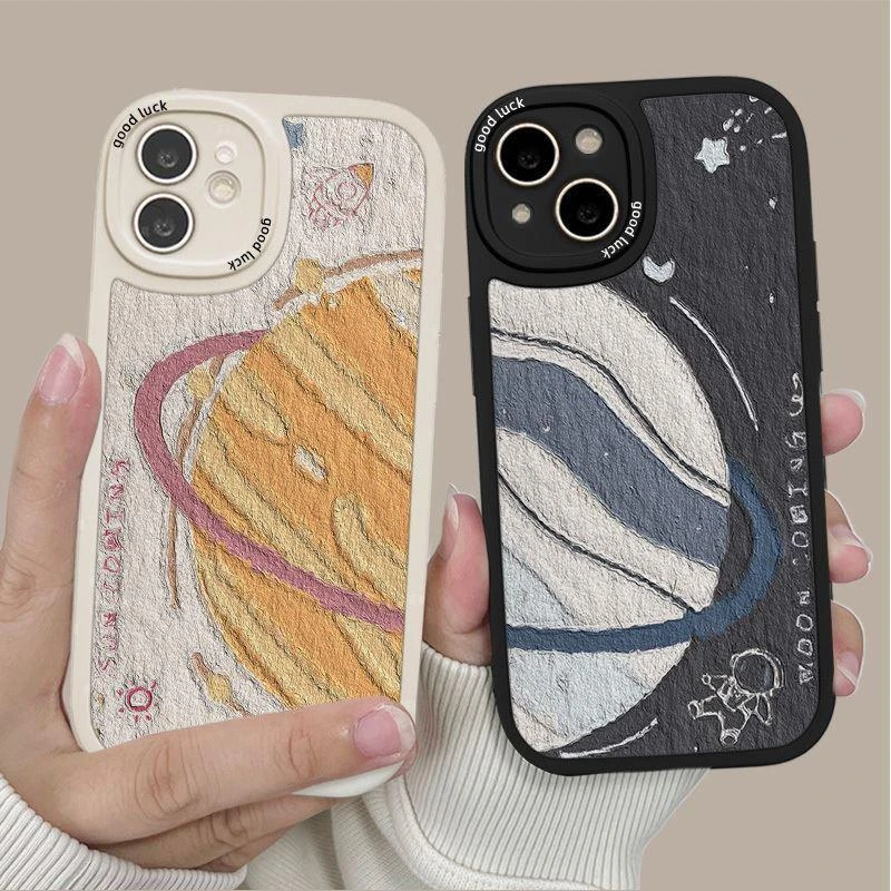 太阳月亮iPhone14手机壳苹果15PROMAX情侣款13/12小羊皮11软套XR