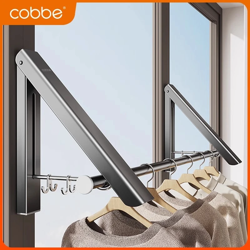卡贝隐形晾衣架折叠伸缩壁挂免打孔晾衣绳窗户阳台挂衣杆晾晒神器