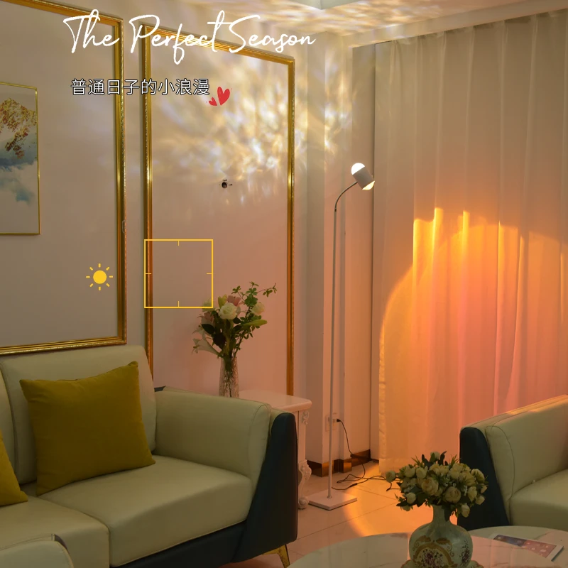 USB新款创意双头夕阳红水波纹落地氛围灯卧室直播间提升氛围感