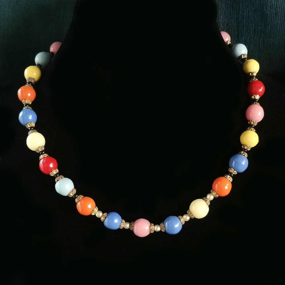10mm大彩珠琉璃38cm项链[2410012-053]