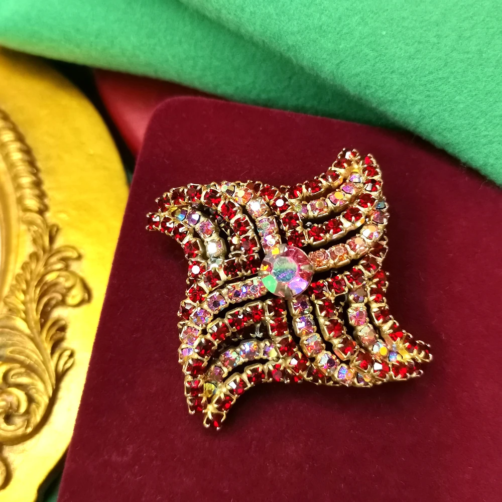 kramer五十年代极光红彩风车胸针[2411281-066]