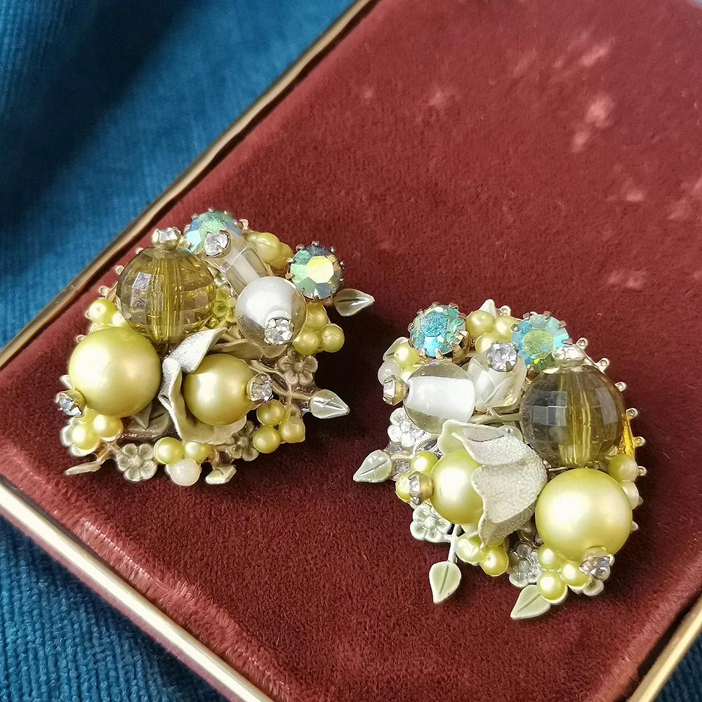 重工手工串珠繁花耳夹[2409052-106]