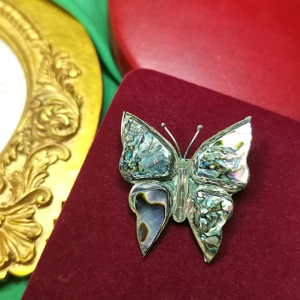 Mexico手工嵌贝彩蝶大胸针[2411051-010}