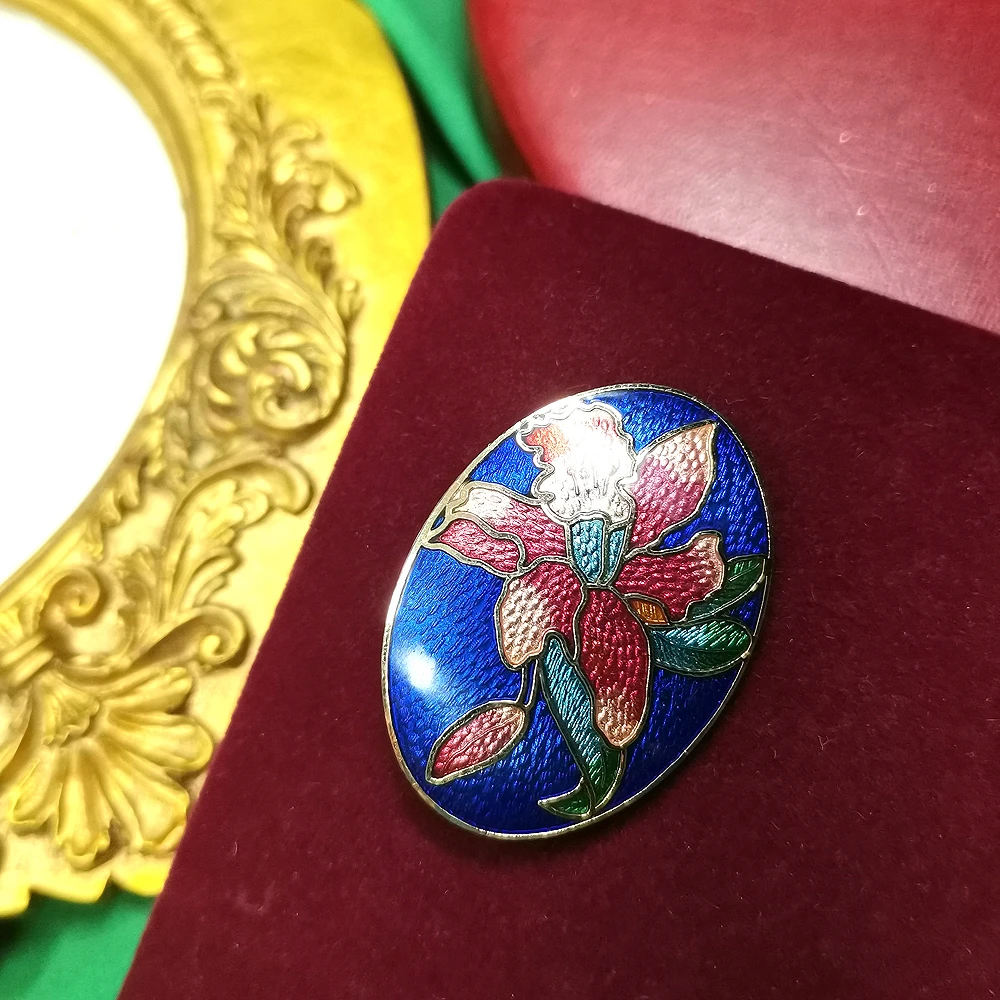 英国fish传统珐琅百合胸针[2411051-028}