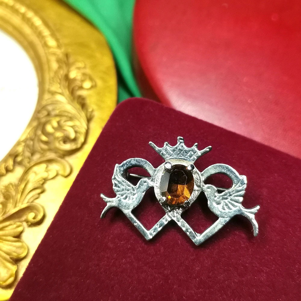 苏格兰双心鹊鸟皇冠胸针[2411051-021}