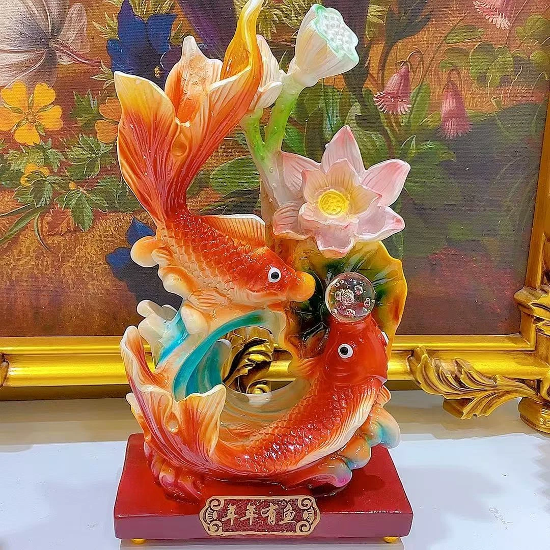 双鱼戏珠摆件锦鲤招财家居装饰乔迁新居礼品