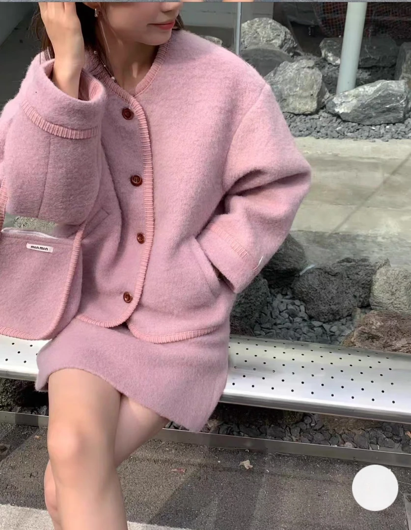 小香风小众时尚法式半身裙套装女2024冬季新款气质显瘦网红宽松