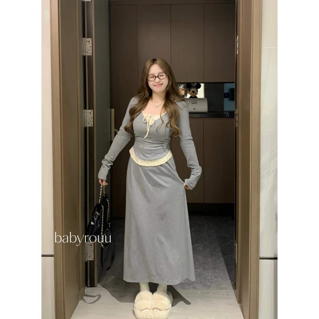 温与柔baby rouu【随性欧尼】温与柔秋款纯欲显瘦气质长袖女款套装