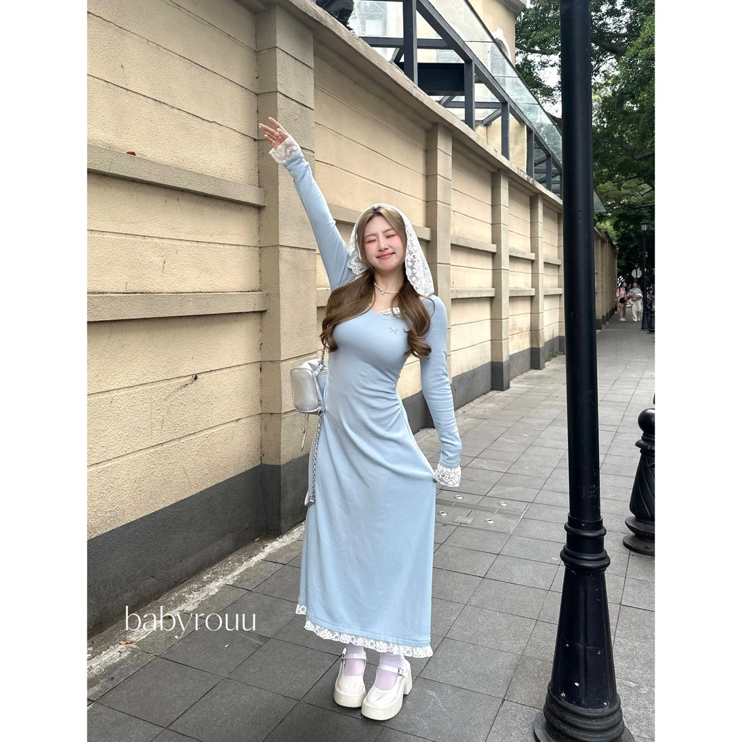 【现货】baby rouu【海岛之恋】温与柔秋冬针织加绒显瘦连衣裙长短款