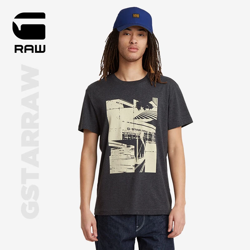 G-STAR RAW2024夏季新款男士T恤西海岸印花半袖短袖圆领修身型D24