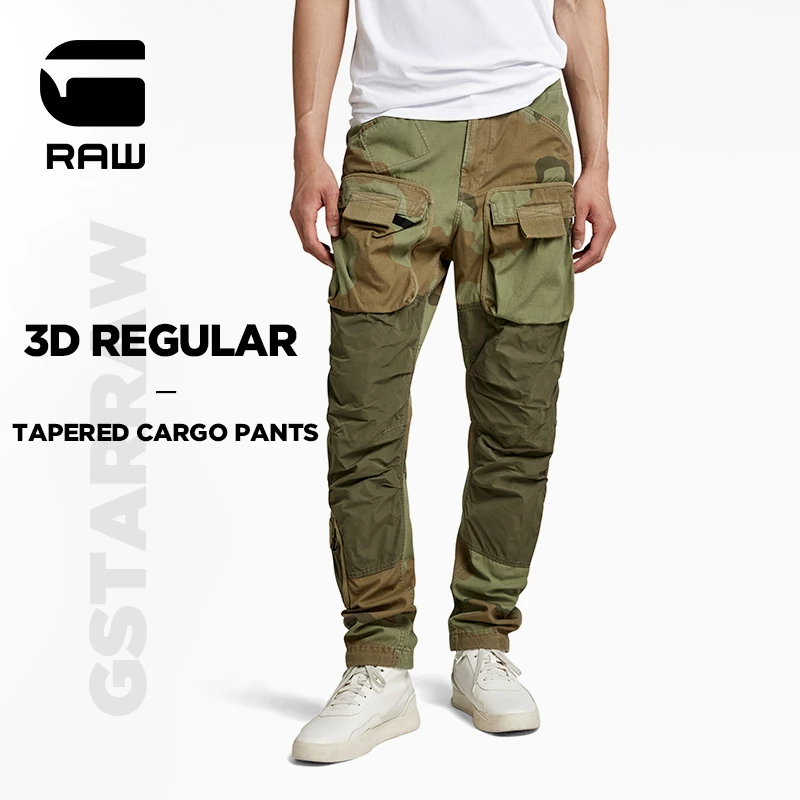 G-STAR RAW 2023年春季新品锥形裤3D复古印花男士工装裤D19756