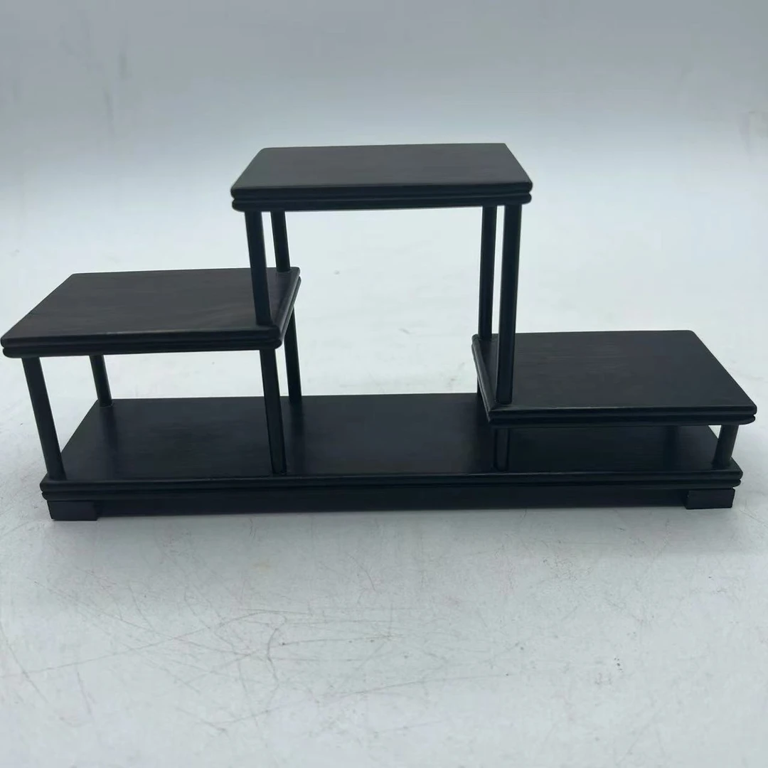 紫光檀冠军台三联台博古架茶水架尺寸（cm）：23*6*11面板8.5*6