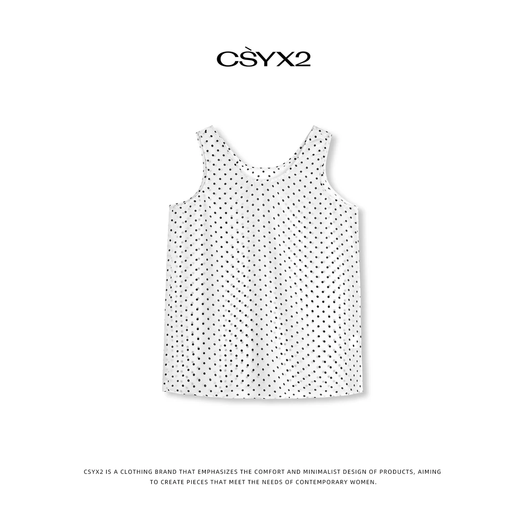 CsyX2-2025S/S早春新款真丝复古波点冰感穿搭背心S10889