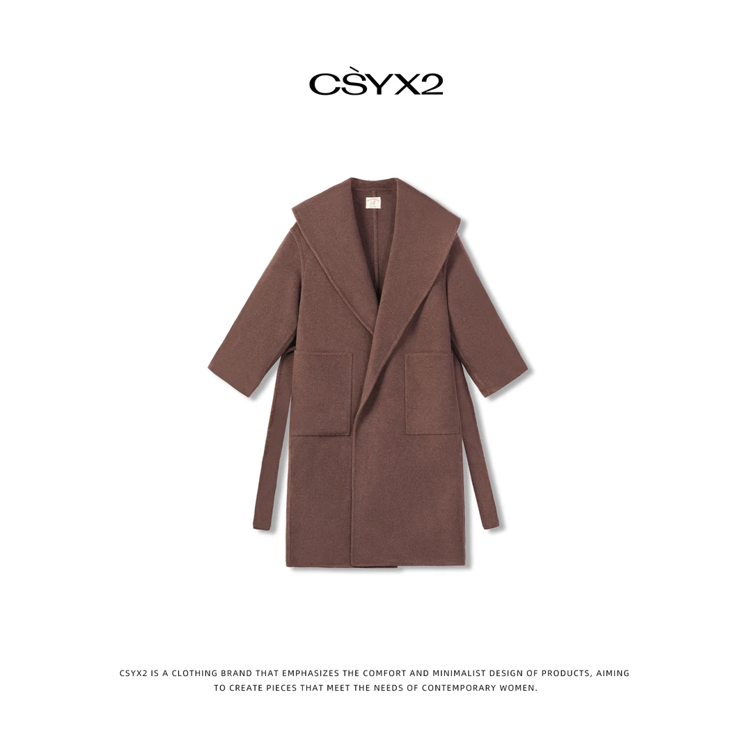 CsyX2- 2023FW设计师双面呢气质羊绒大衣外套CSY-SC0021