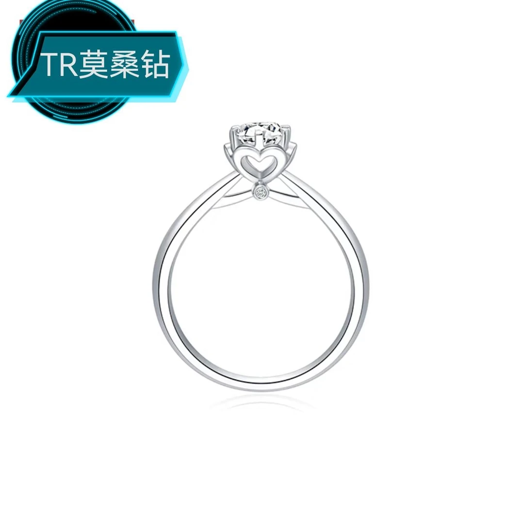 925银莫桑石银制品 【周家爱心手捧花女戒】0.5-1克拉/合成碳硅石